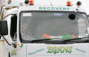 Recovery truck operated by Egan's Garage